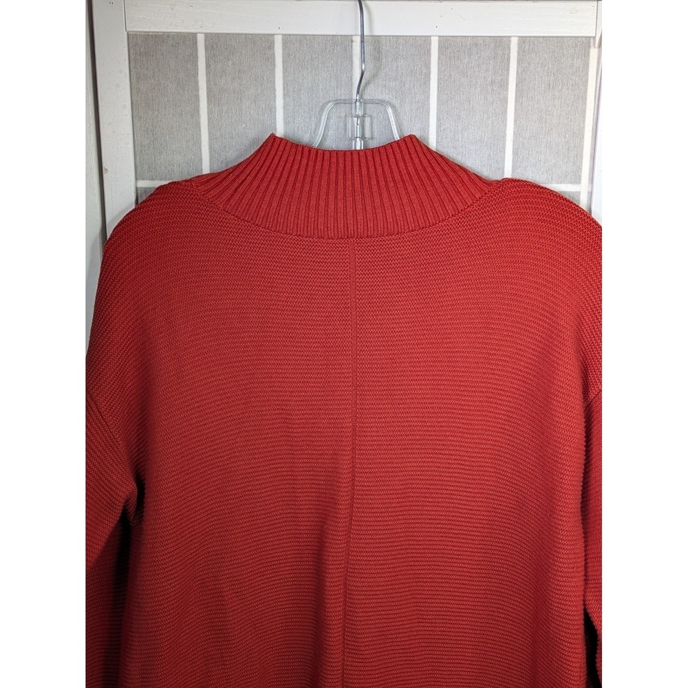Talbots Women's Knit Turtleneck Top Large Sweater Red/Orange Cotton Blend Cozy - Picture 7 of 13